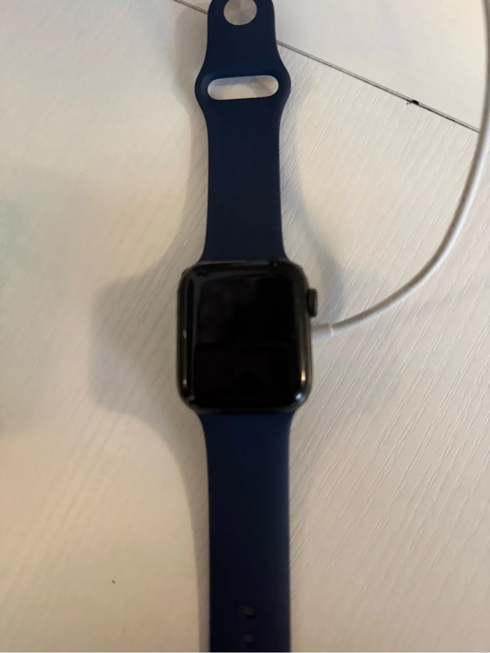 Apple Watch with Navy Blue Silicone Band